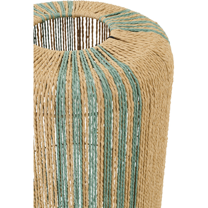 Lampadaire sur pied bohème cylindre H 138 cm Corde Naturel Turquoise Tressé Métal Linéora 