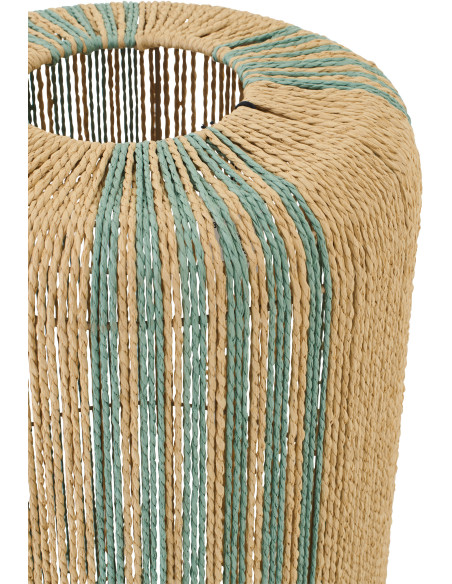 Lampadaire sur pied bohème cylindre H 138 cm Corde Naturel Turquoise Tressé Métal Linéora 