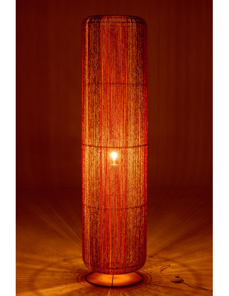 Lampadaire sur pied bohème cylindre H 138 cm Corde Naturel Orange Tressé Métal Linéora 