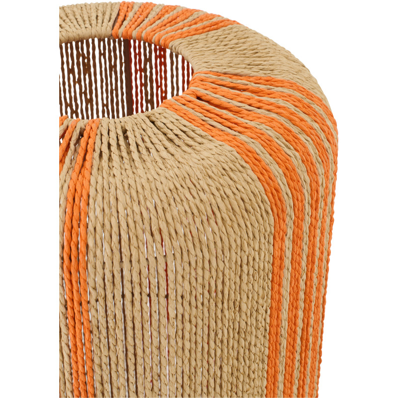 Lampadaire sur pied bohème cylindre H 138 cm Corde Naturel Orange Tressé Métal Linéora 