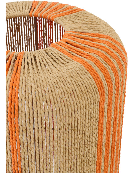 Lampadaire sur pied bohème cylindre H 138 cm Corde Naturel Orange Tressé Métal Linéora 
