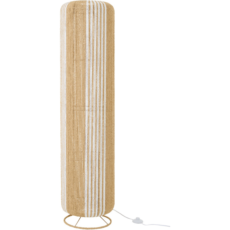 Lampadaire sur pied bohème cylindre H 138 cm Corde Naturel Blanc Tressé Métal Linéora 
