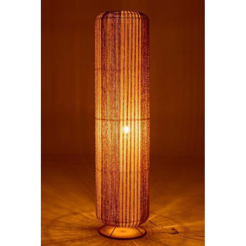 Lampadaire sur pied bohème cylindre H 138 cm Corde Naturel Blanc Tressé Métal Linéora 