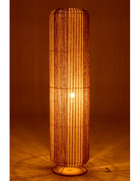 Lampadaire sur pied bohème cylindre H 138 cm Corde Naturel Blanc Tressé Métal Linéora 