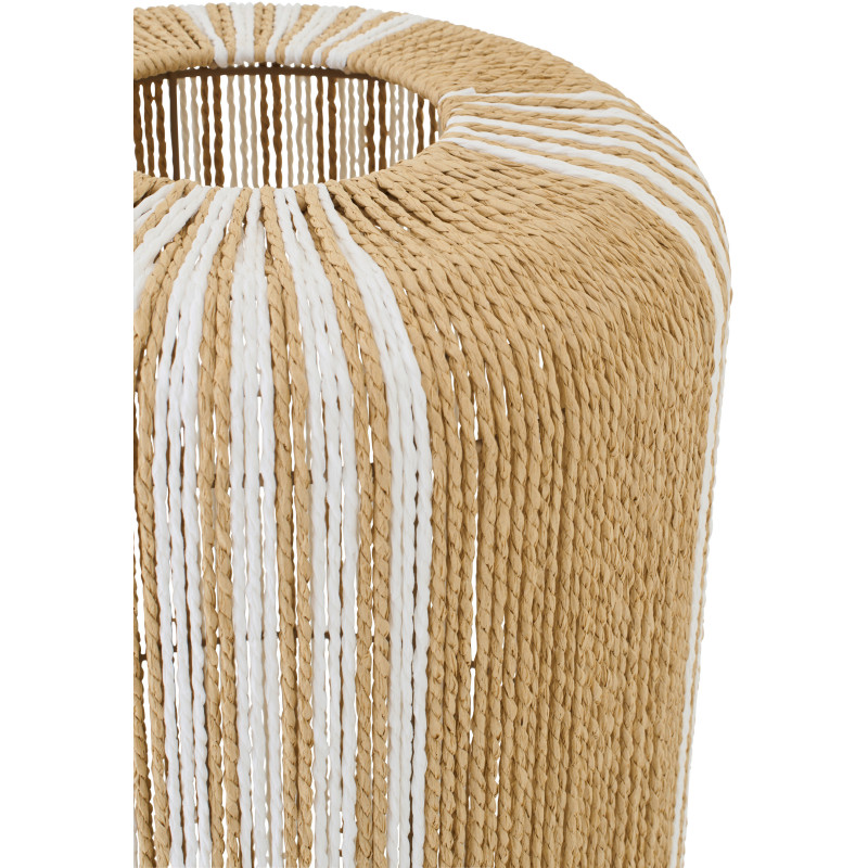 Lampadaire sur pied bohème cylindre H 138 cm Corde Naturel Blanc Tressé Métal Linéora 