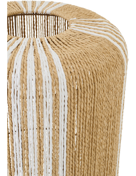 Lampadaire sur pied bohème cylindre H 138 cm Corde Naturel Blanc Tressé Métal Linéora 