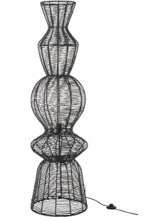 Lampadaire style ethnique moderne H 135 cm Corde Noir Tressé Métal Noctyra 