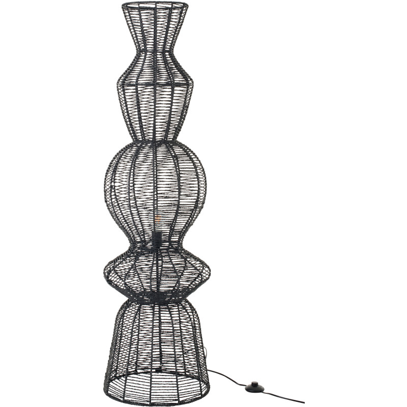 Lampadaire style ethnique moderne H 135 cm Corde Noir Tressé Métal Noctyra 