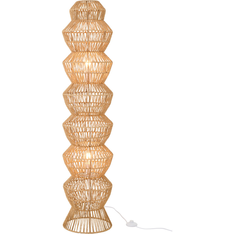 Lampadaire design ethnique moderne H 132 cm Corde Naturel Tressé Métal Zaruma