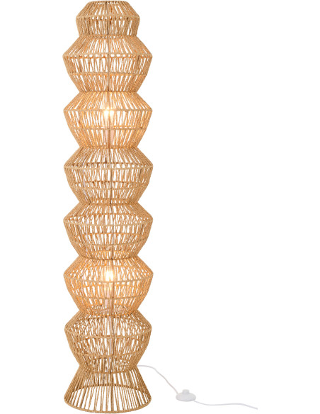 Lampadaire design ethnique moderne H 132 cm Corde Naturel Tressé Métal Zaruma