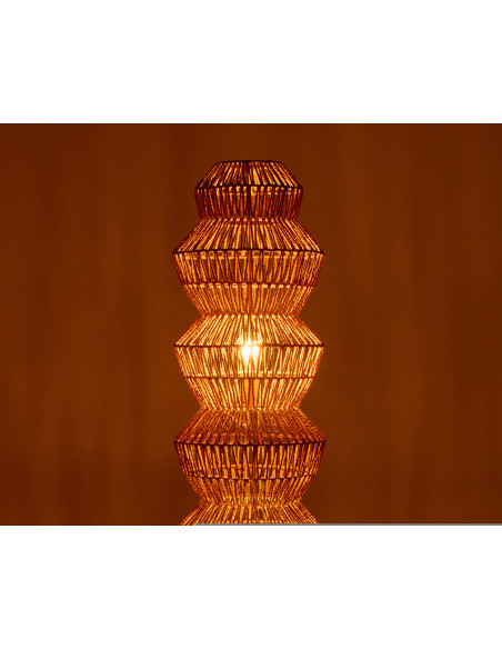 Lampadaire design ethnique moderne H 132 cm Corde Naturel Tressé Métal Zaruma 