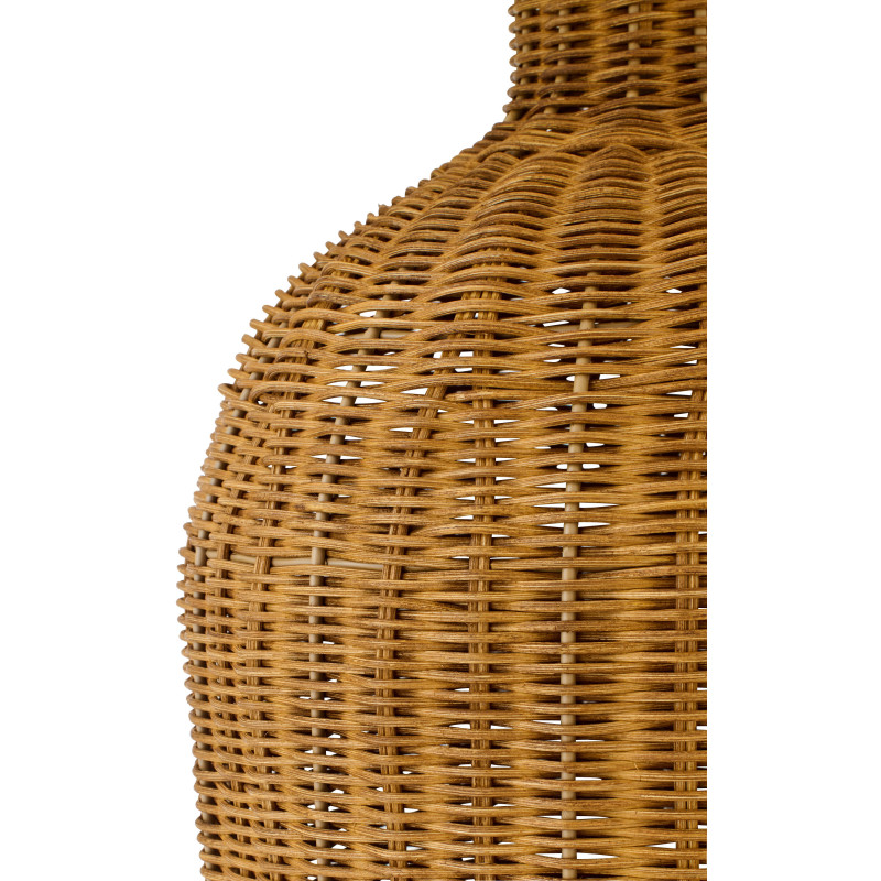 Lampadaire Cylindre bord de mer chic H 128 cm Rotin Naturel Tressé Tissu Blanc écru Rotyra 