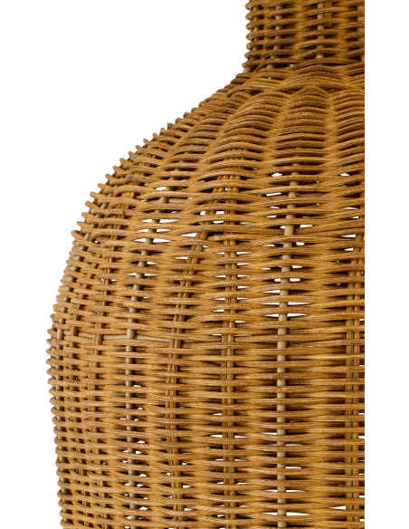Lampadaire Cylindre bord de mer chic H 128 cm Rotin Naturel Tressé Tissu Blanc écru Rotyra 
