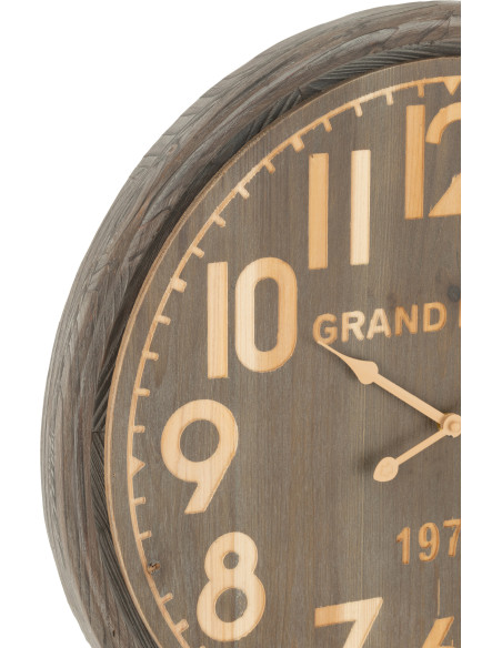 Horloge murale vintage Grand Hôtel 1978 Ronde 58 cm Bois MDF Marron foncé Allurya 