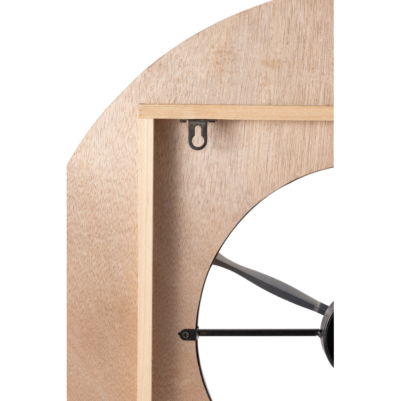 Horloge murale bord de mer Ronde 60 cm Bois MDF Métal Roseau Naturel Noir Tressé Sodi 