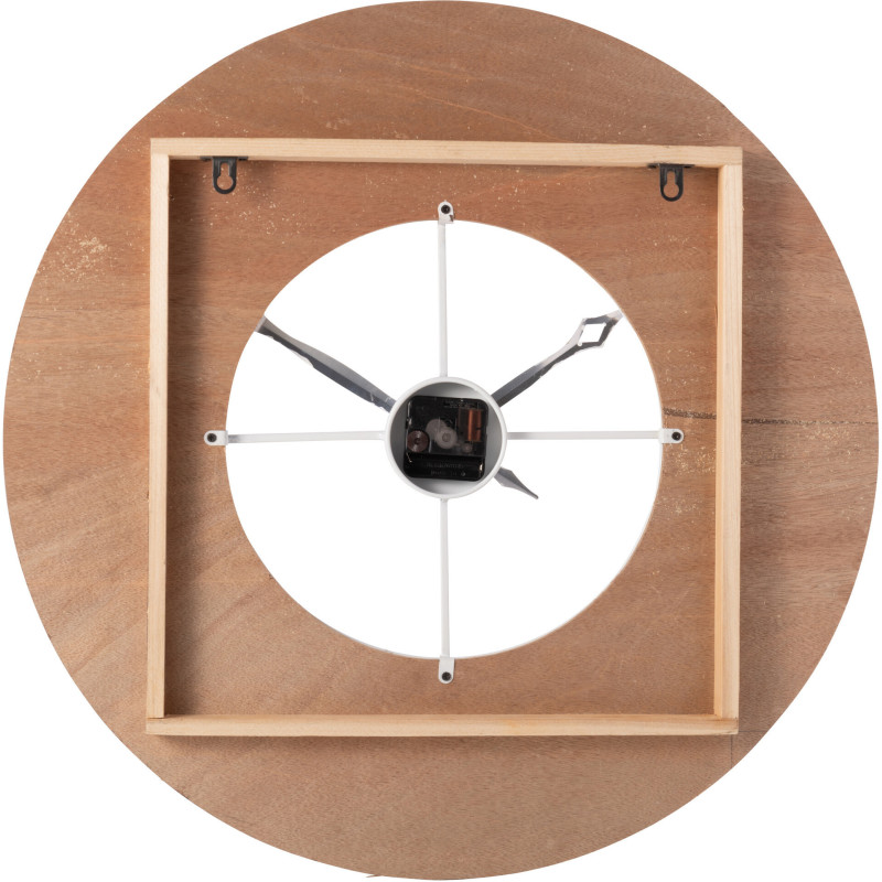 Horloge murale bord de mer Ronde 60 cm Bois MDF Métal Roseau Naturel Blanc Tressé Sodi 