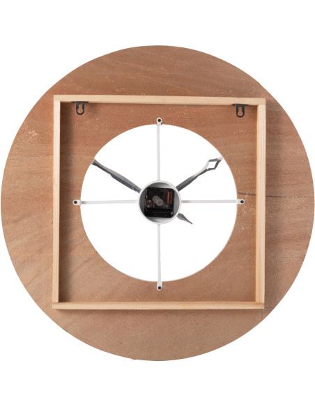 Horloge murale bord de mer Ronde 60 cm Bois MDF Métal Roseau Naturel Blanc Tressé Sodi 