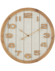 Horloge murale bord de mer Ronde 40 cm Bois Bois MDF Naturel Blanc Casania 