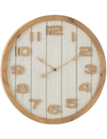 Horloge murale bord de mer Ronde 40 cm Bois Bois MDF Naturel Blanc Casania 