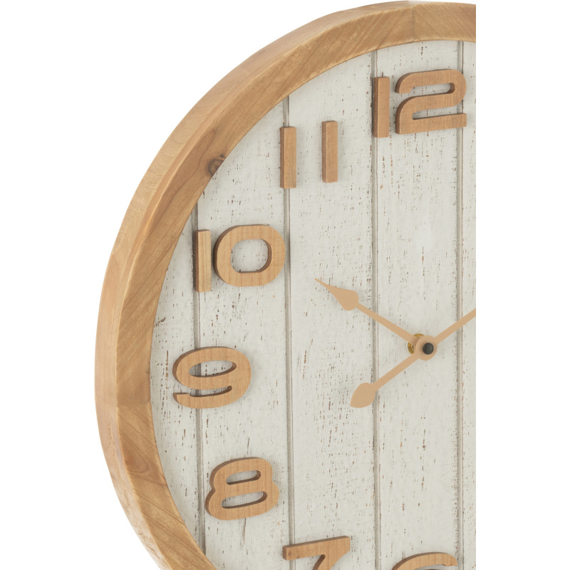 Horloge murale bord de mer Ronde 40 cm Bois Bois MDF Naturel Blanc Casania 