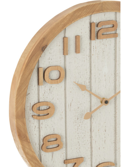 Horloge murale bord de mer Ronde 40 cm Bois Bois MDF Naturel Blanc Casania 