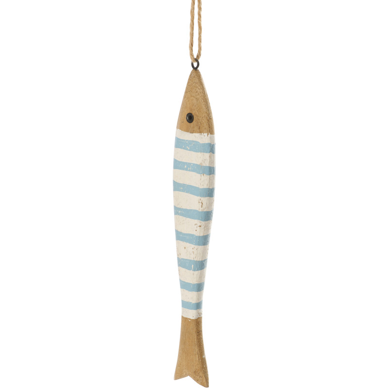 Guirlande déco bord de mer Poissons 175 cm Bois de paulownia Bleu clair Blanc Naturel Nautina 