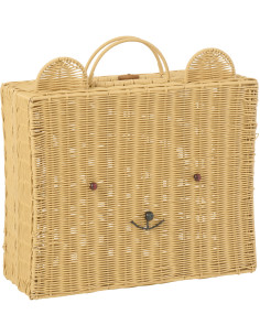 Grande Valise de rangement déco Ourson 50 cm Rotin synthétique Naturel Tressé Callisto 