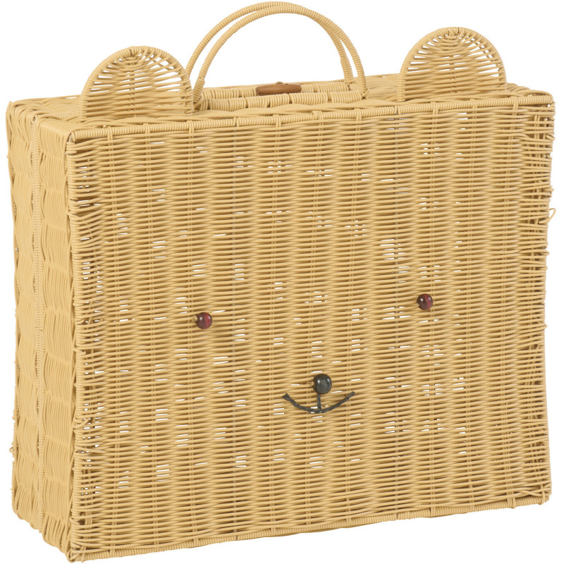 Grande Valise de rangement déco Ourson 50 cm Rotin synthétique Naturel Tressé Callisto 