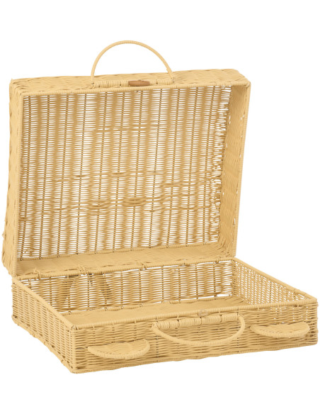 Grande Valise de rangement déco Ourson 50 cm Rotin synthétique Naturel Tressé Callisto 