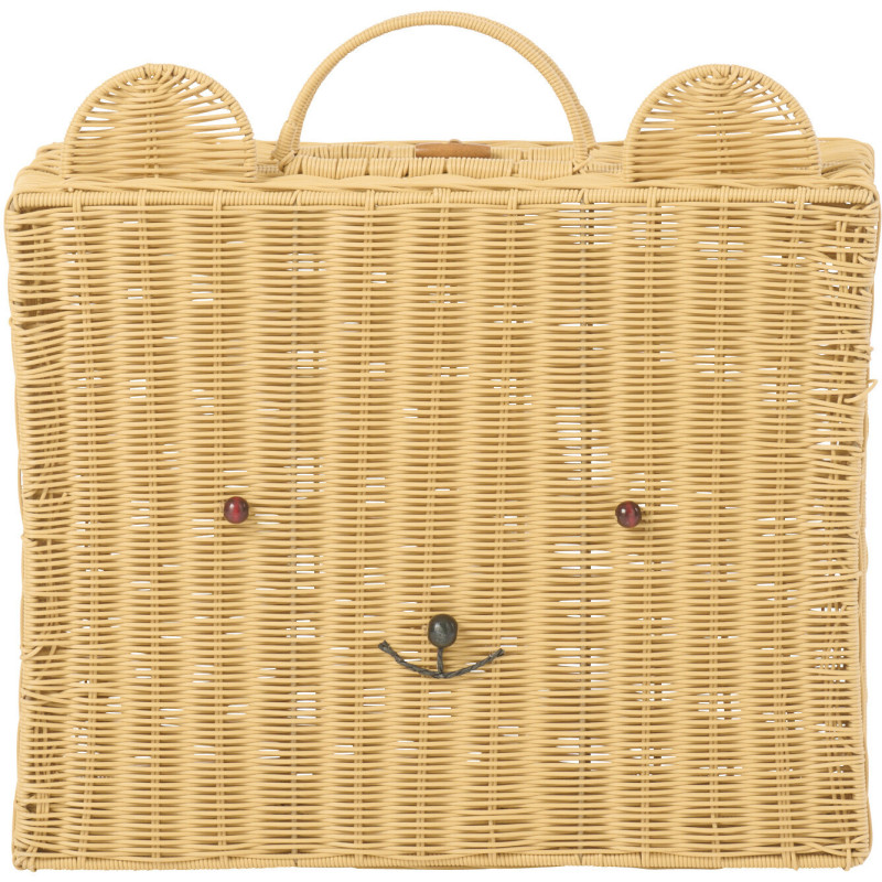 Grande Valise de rangement déco Ourson 50 cm Rotin synthétique Naturel Tressé Callisto 
