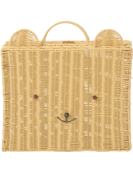 Grande Valise de rangement déco Ourson 50 cm Rotin synthétique Naturel Tressé Callisto 