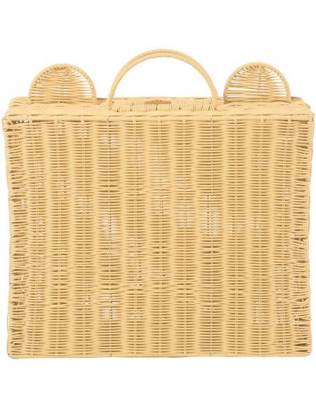 Grande Valise de rangement déco Ourson 50 cm Rotin synthétique Naturel Tressé Callisto 