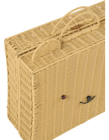 Grande Valise de rangement déco Ourson 50 cm Rotin synthétique Naturel Tressé Callisto 