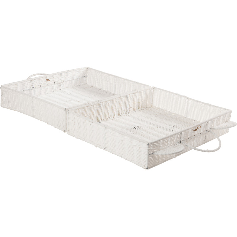 Grande Valise de rangement déco Ourson 50 cm Rotin synthétique Blanc Tressé Callisto 