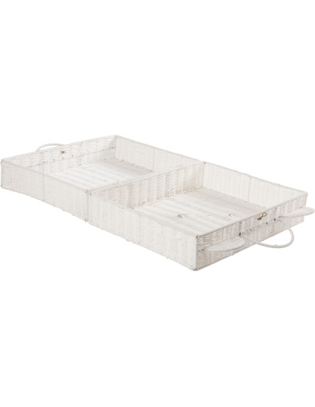 Grande Valise de rangement déco Ourson 50 cm Rotin synthétique Blanc Tressé Callisto 