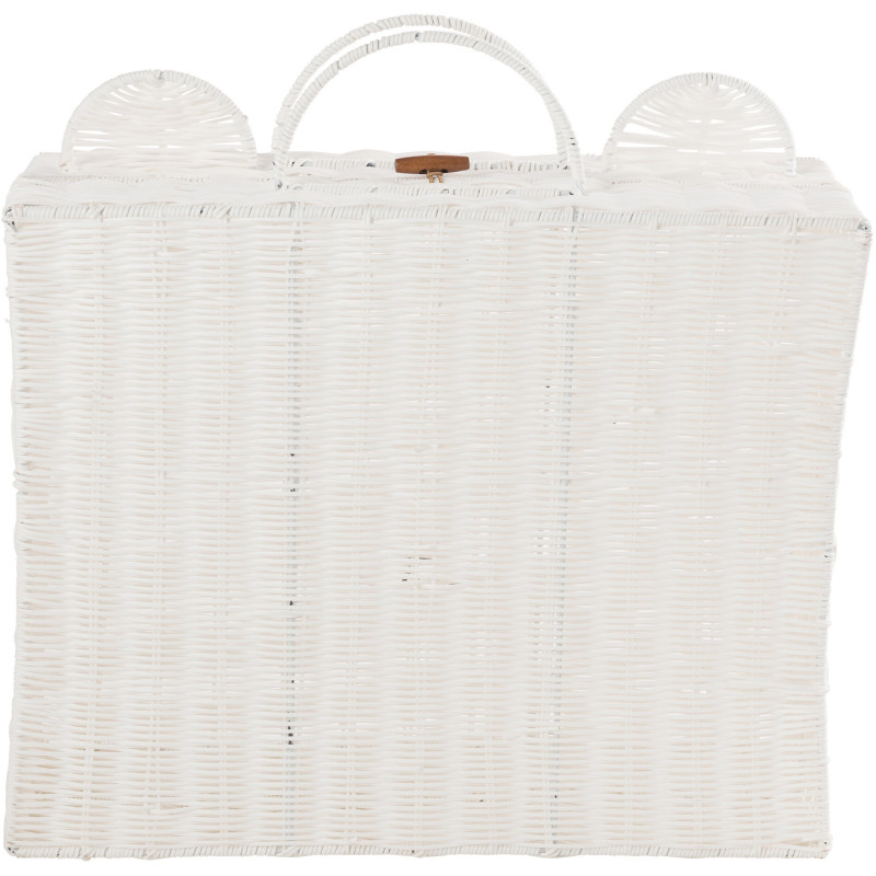 Grande Valise de rangement déco Ourson 50 cm Rotin synthétique Blanc Tressé Callisto 