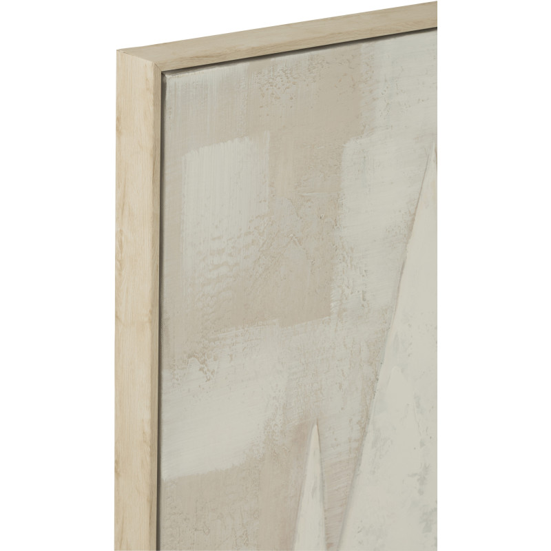 Grande Toile murale peinte Voiliers Cadre bois naturel blanchi 122x85 Blanc Beige Tog 