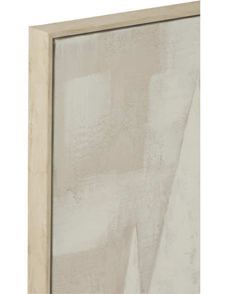 Grande Toile murale peinte Voiliers Cadre bois naturel blanchi 122x85 Blanc Beige Tog 