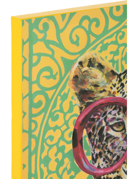 Grande Toile murale peinte pop art Léopard 75x100 Leopika 