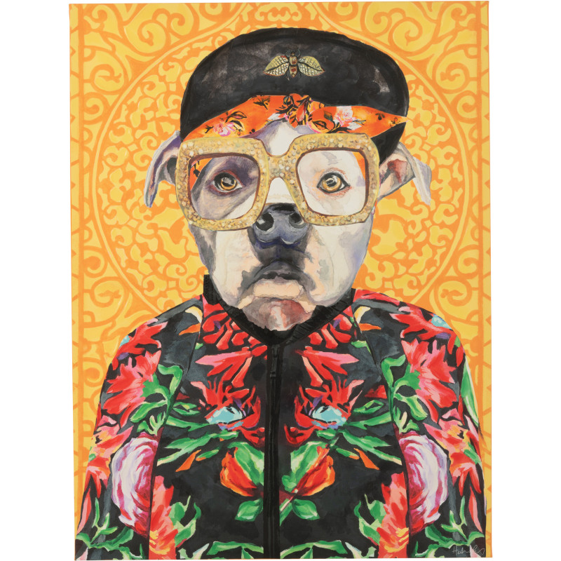 Grande Toile murale peinte pop art Chat 75x100 Felonio 