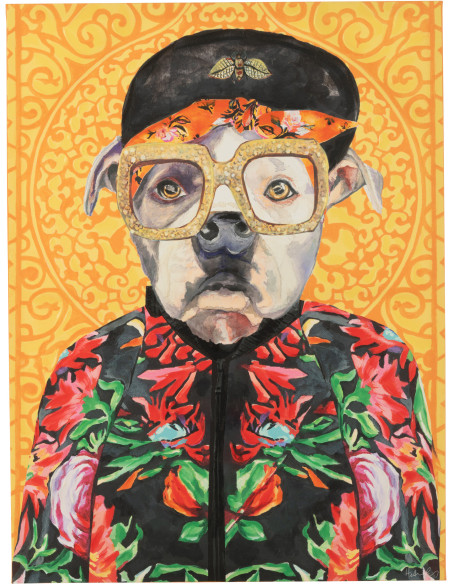 Grande Toile murale peinte pop art Chat 75x100 Felonio 