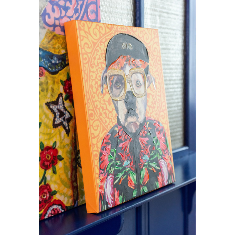 Grande Toile murale peinte pop art Chat 75x100 Felonio 