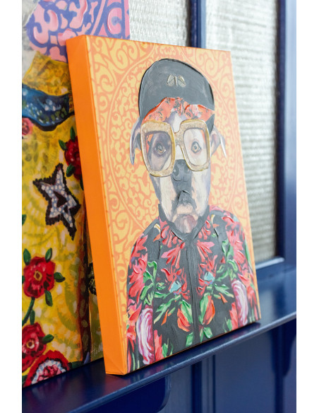 Grande Toile murale peinte pop art Chat 75x100 Felonio 