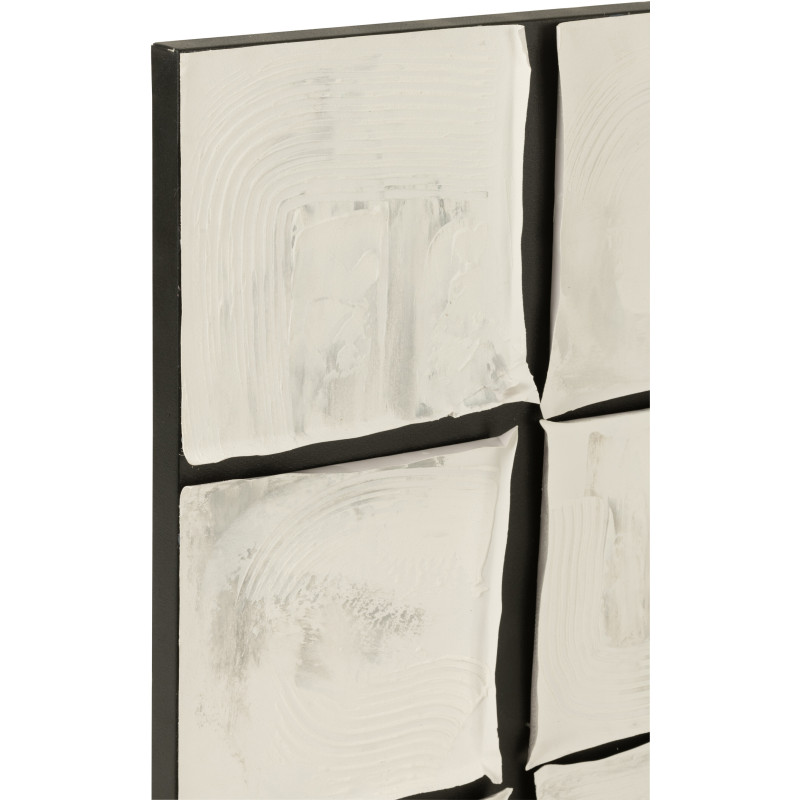 Grande Toile murale peinte Japandi Carrés 122x122 Blanc Noir Monolia 