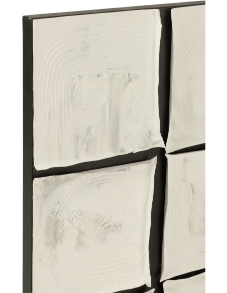 Grande Toile murale peinte Japandi Carrés 122x122 Blanc Noir Monolia 