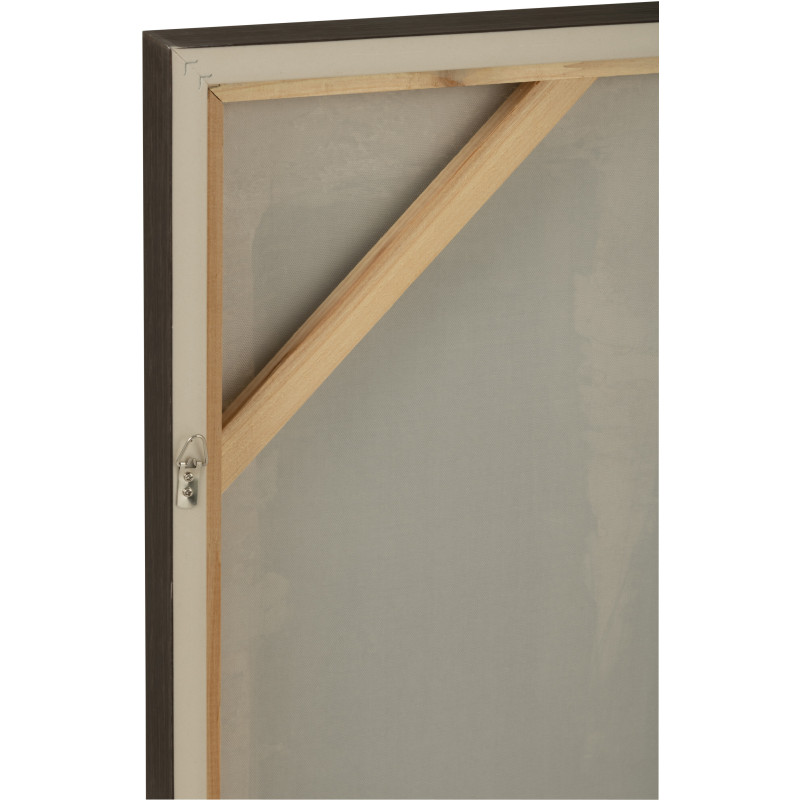 Grande Toile murale peinte abstraite Cadre bois marron 82x122 Bleu foncé Blanc crème Pog 