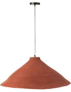 Grande Suspension Japandi organique D 82 cm Jonc de mer Terracotta Noryna 