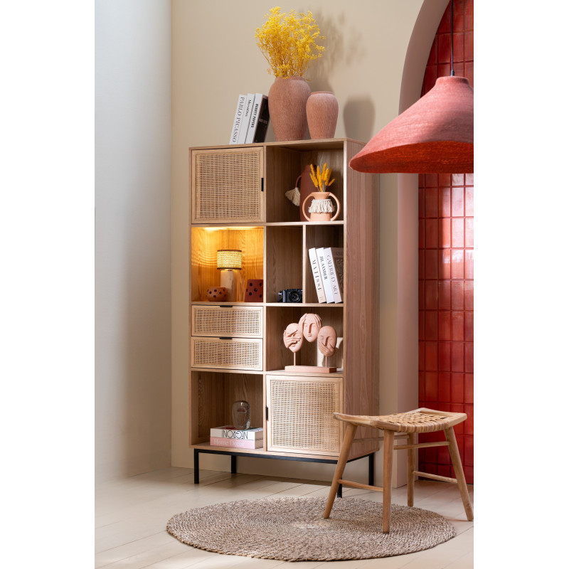 Grande Suspension Japandi organique D 82 cm Jonc de mer Terracotta Noryna 