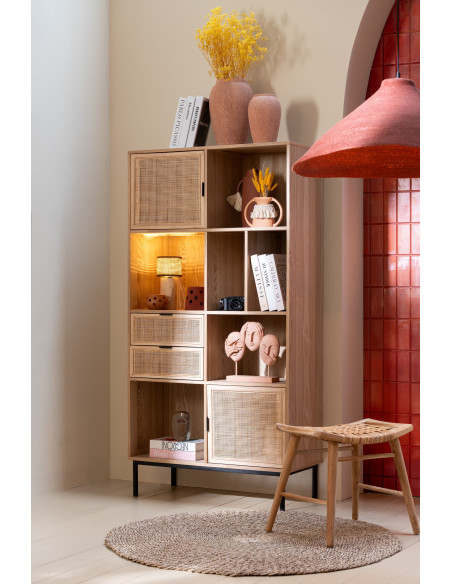Grande Suspension Japandi organique D 82 cm Jonc de mer Terracotta Noryna 