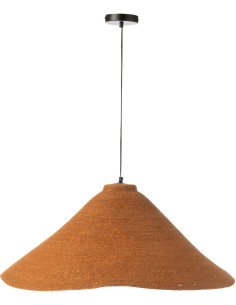 Grande Suspension Japandi organique D 82 cm Jonc de mer Orange rouille Noryna 